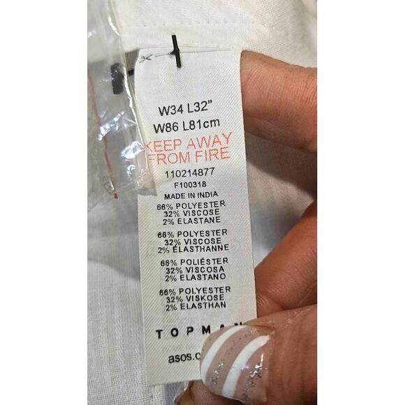 Nordstroms TopMan Men's Gray Pleat Front Chino Pants W34 L32 - Picture 4 of 6